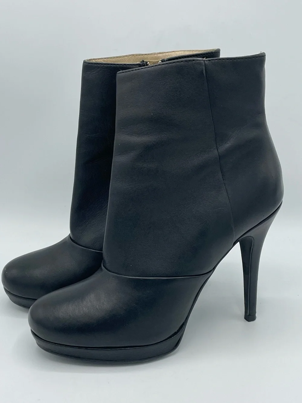AllSaints Black Leather Platform Stiletto Ankle Boots